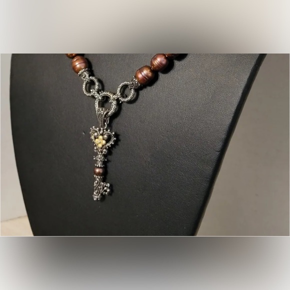 Barbara Bixby 18kt and Sterling Chocolate Pearl Key Enhancer Necklace - Picture 2 of 16